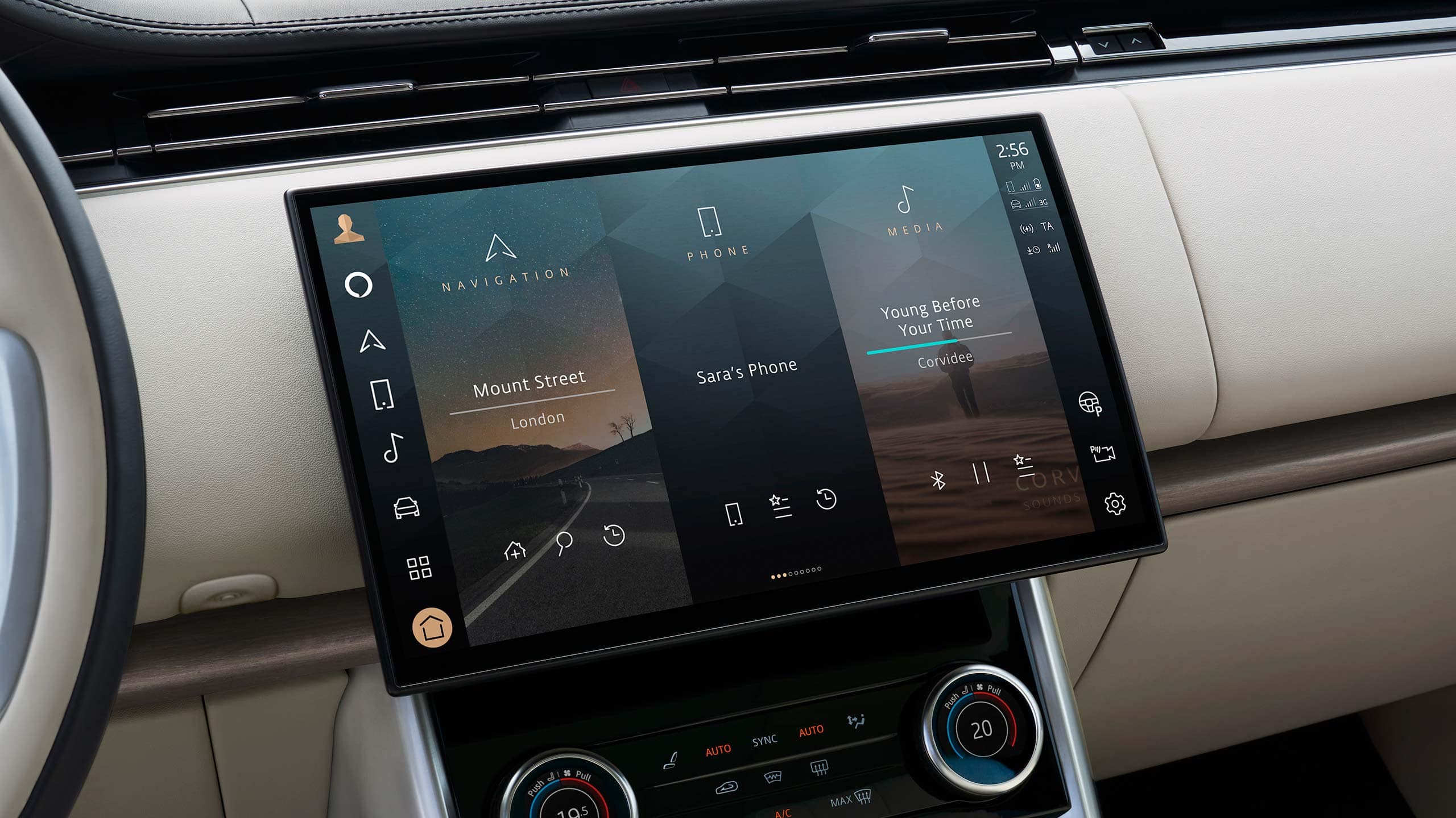 Pormenor do tecnologia Pivi Pro de um Range Rover